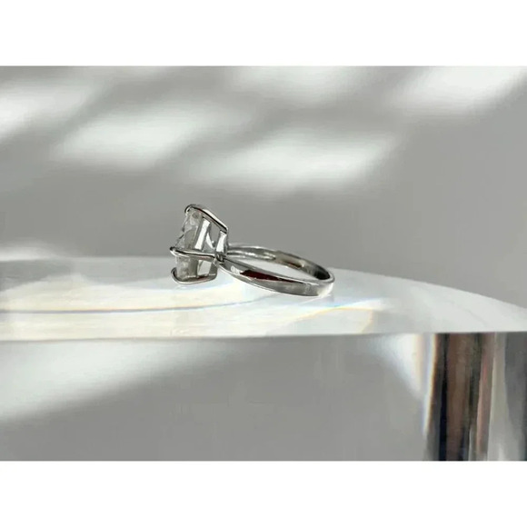 Clover Cut Sterling Silver Solitaire Vintage Statement Engagement CZ Ring - sz 7 - Picture 8 of 10